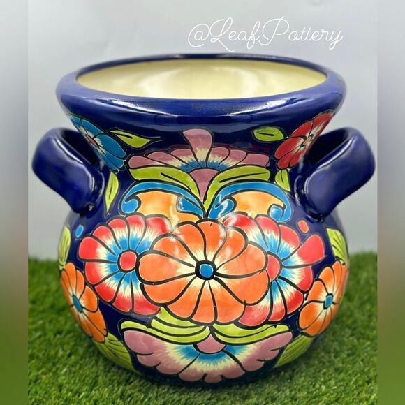 Ñoño Talavera Handmade Multi Colored Ceramic Planter Pot - Picture 2 of 8